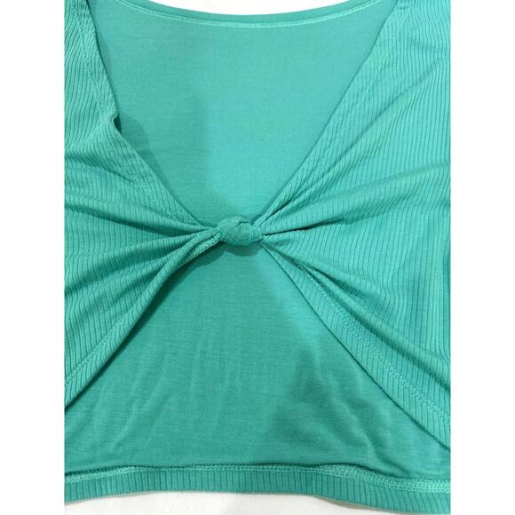 Aerie OFFLINE Teal Thumbs Up Bow Long Sleeve Modal Crop Top- Size Large - Picture 6 of 9